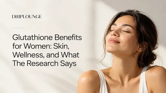 Woman with glowing skin relaxing in soft sunlight — Glutathione Benefits for Women, Drip Lounge
