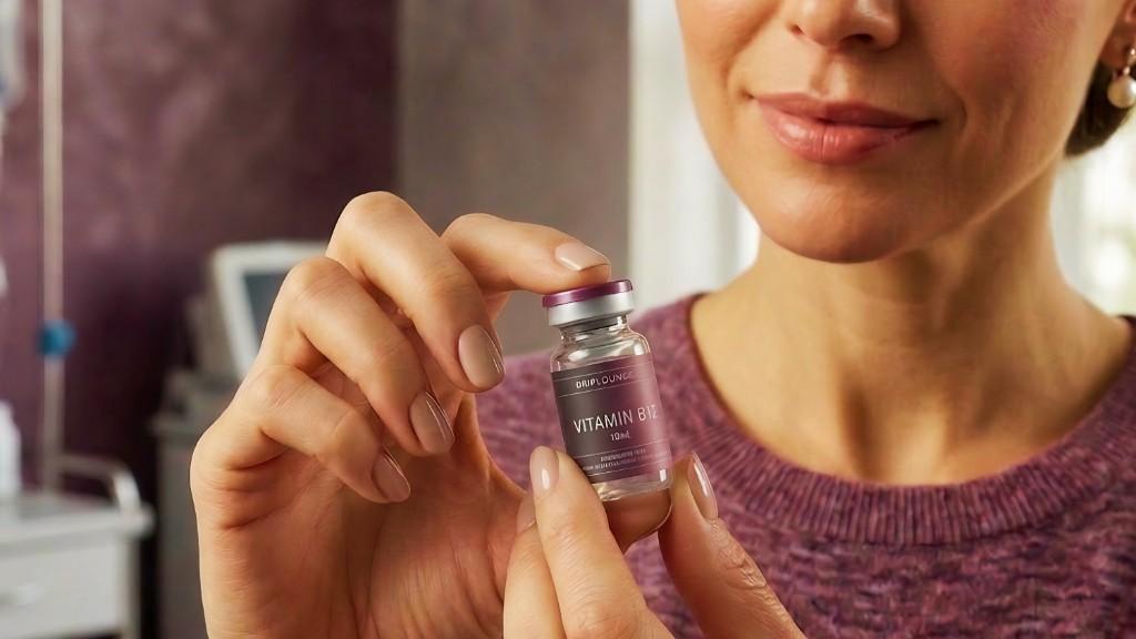 Client holding a vitamin B12 injection vial