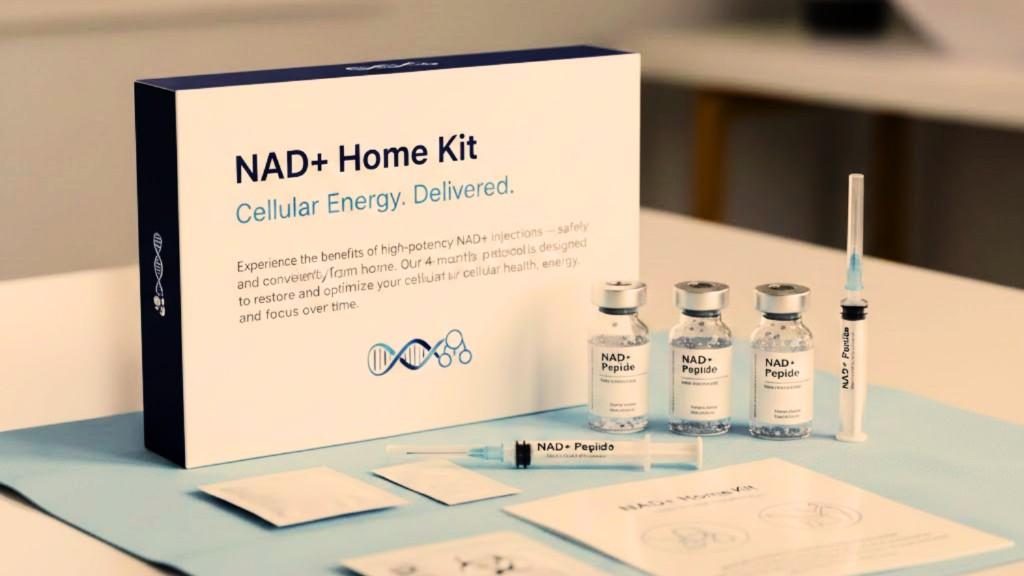 NAD+ home injection kit with vials and supplies