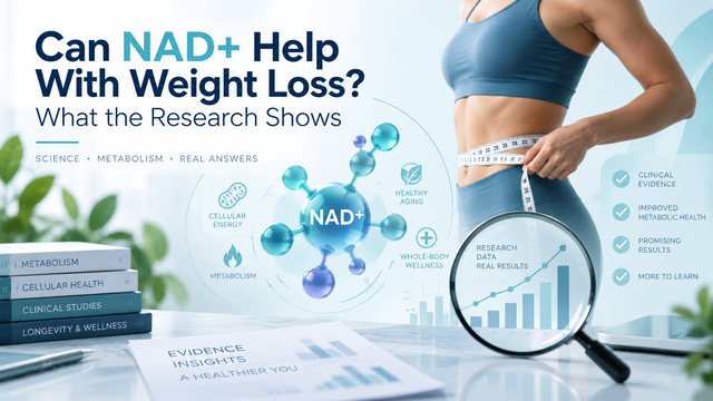 Can NAD+ help with hair growth educational graphic covering NAD+, NMN, and hair follicle research